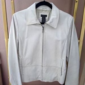 George 100% Off White Leather Jacket